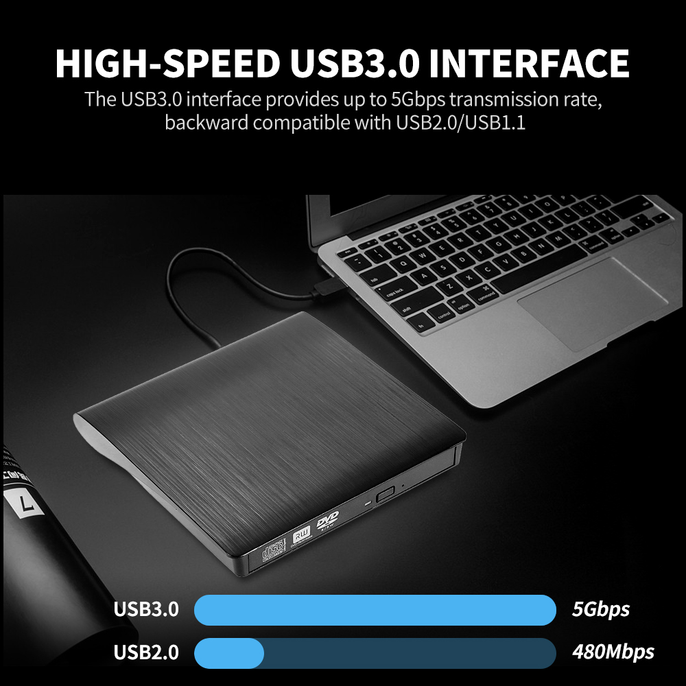 Hộp đựng ổ đĩa quang ngoài siêu mỏng USB 3.0 SATA 12.7mm cho máy tính xách tay