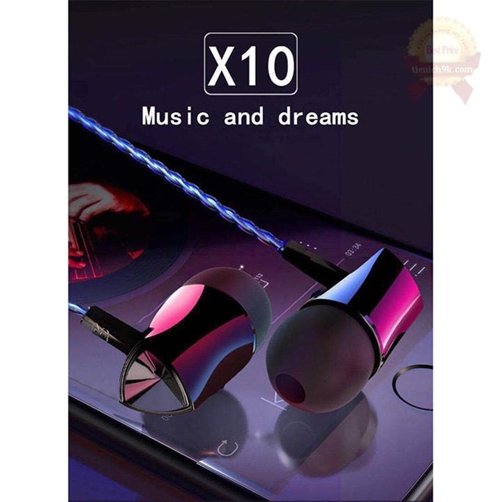 Tai nghe in-ear X10 kèm mic bass ấm âm hay dây Flat TPE chống xoắn rối - F739SP1