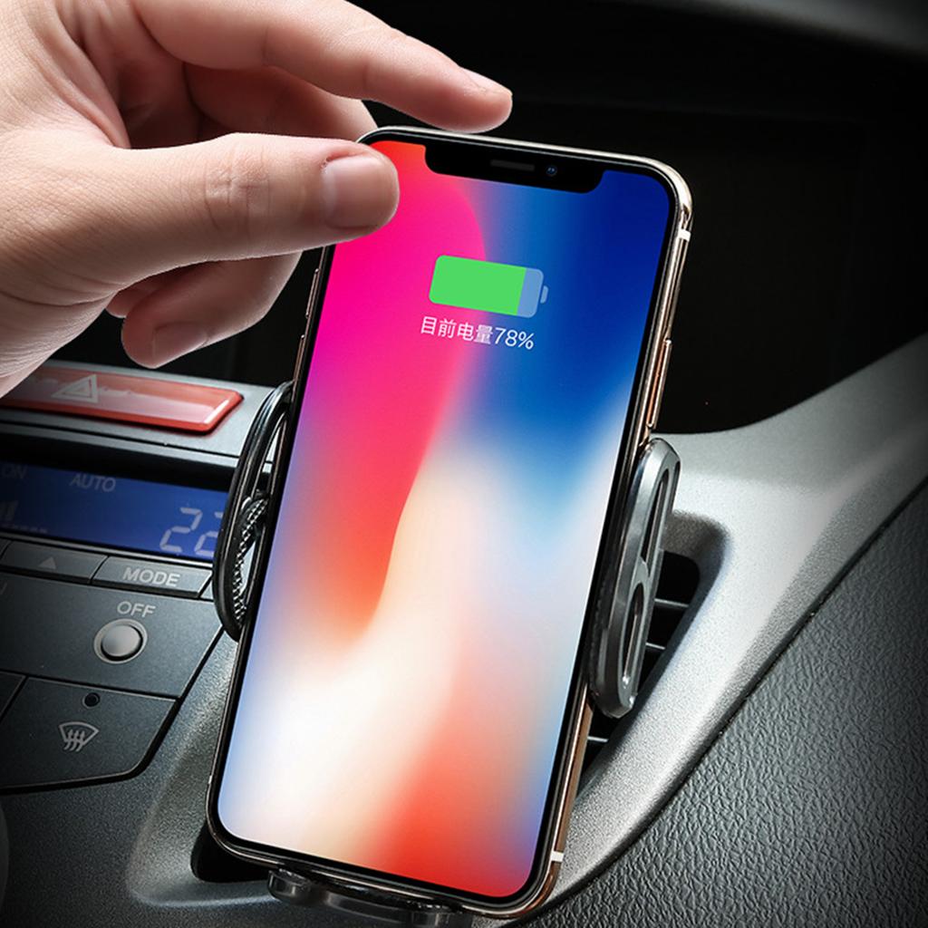 Wireless Charger Car Mount with Qi Fast Charging, Adjustable USB Car Mount Bracket & Air Vent Smart Phone Holder Cradle for iPhone and Samsung