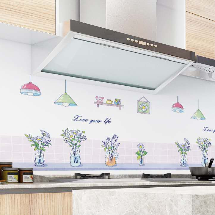 Cuộn 3 MÉT Decal giấy dán bếp tráng nhôm cách nhiệt khổ 60cm MẪU HOA CÚC TÍM