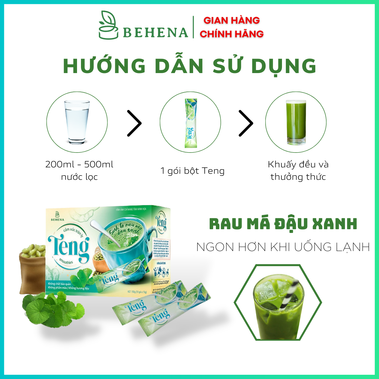 Bột rau má đậu xanh - Teng - Nguyên Chất 100 % - Thơm Ngon - Bổ Dưỡng - Mát Gan