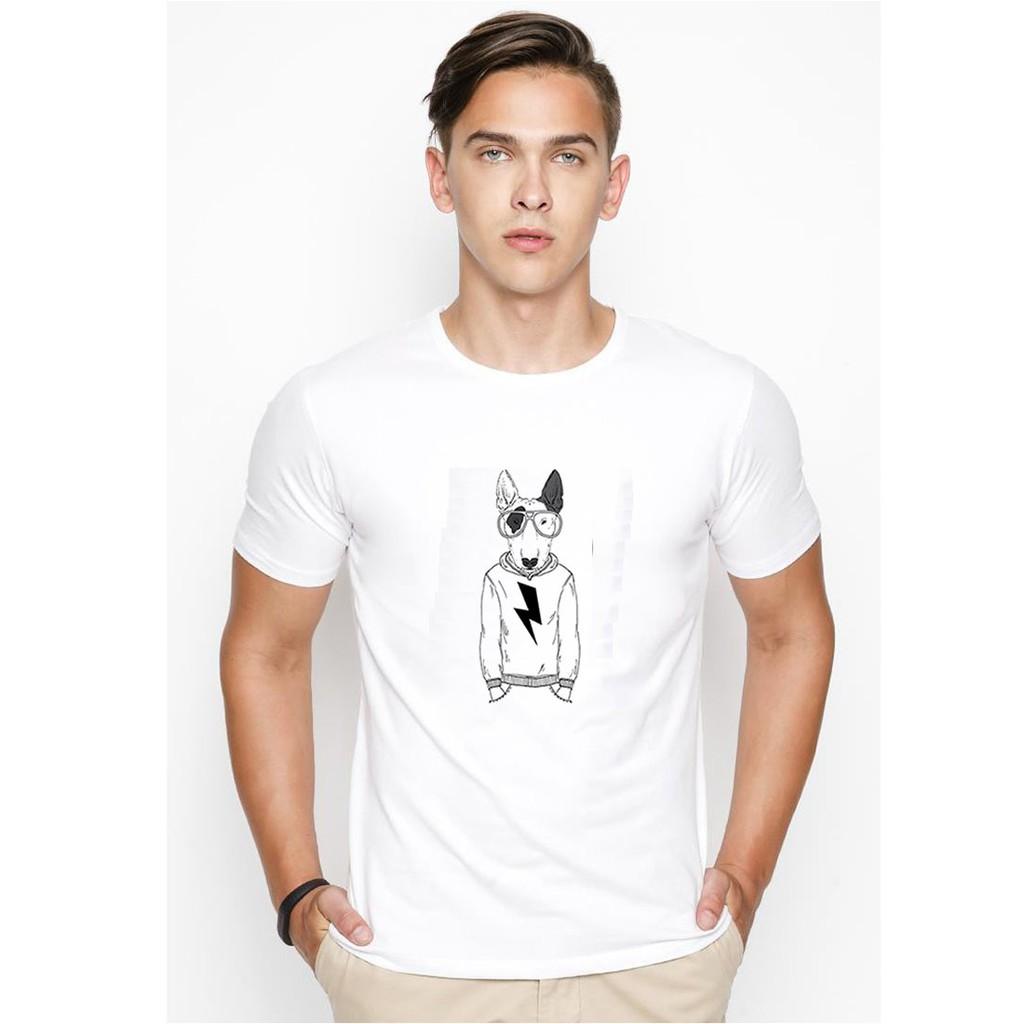 Áo thun nam in hình chú chó bác học vải dày mịn TEE19S45