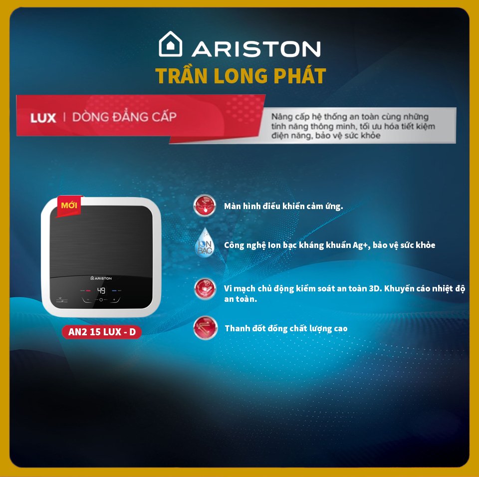 Máy Nước Nóng Gián Tiếp 15 Lít Ariston An2 15 Lux - D Ag