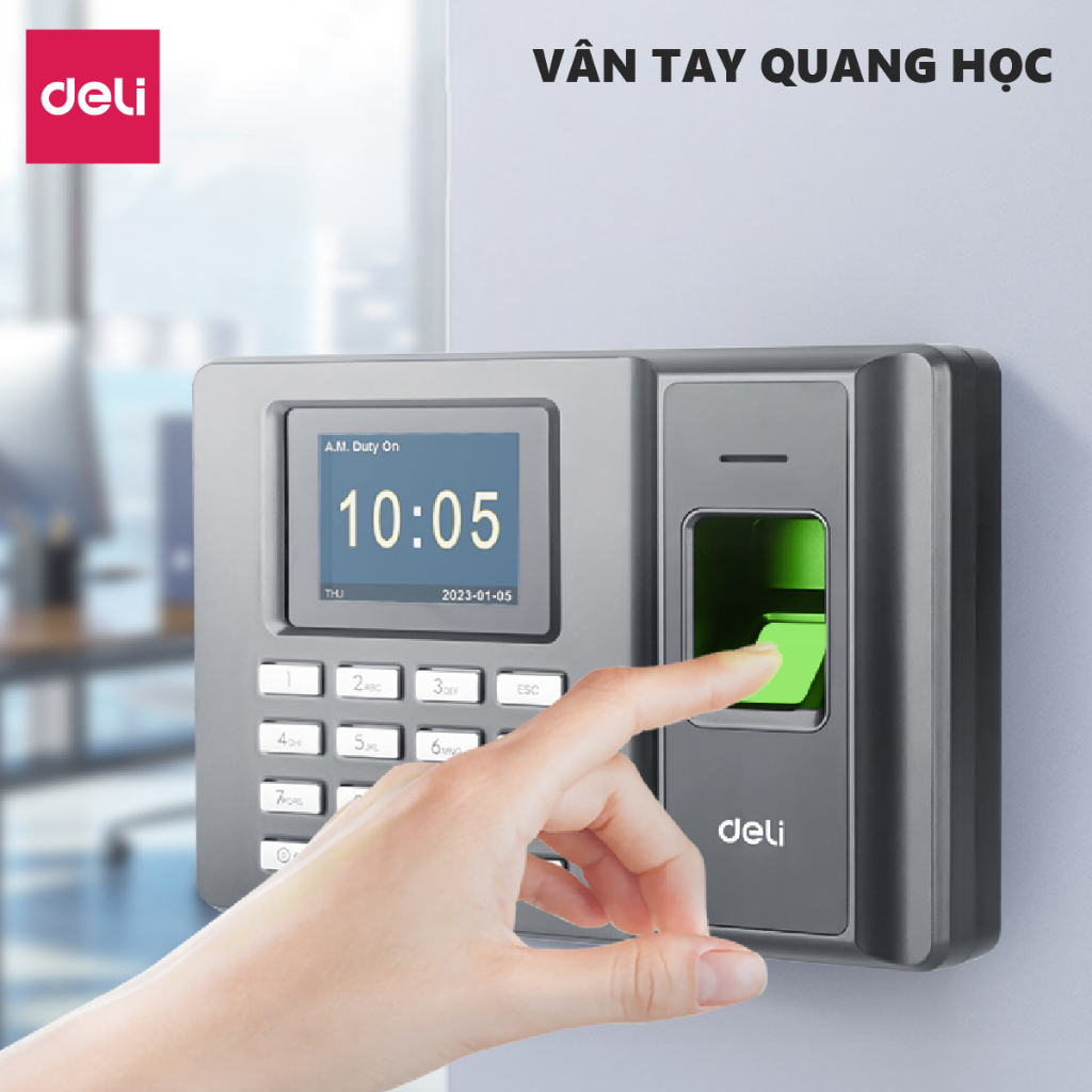 Máy Chấm Công Quét Vân Tay Deli Chính Hãng - Hàng Chính Hãng - Có Tiếng Việt Màn Hình 2.4 Inch Kết Nối USB Báo Cáo Excel ES151/ ES152Thông Minh