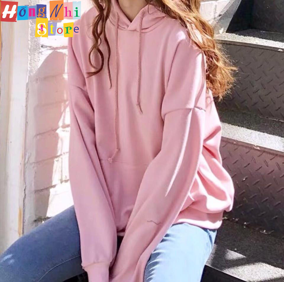 Áo Khoác Hoodie Trơn Ulzzang Unisex Hồng Ruốc Chất Nỉ Bông Cao Cấp Dáng Rộng Nam Nữ - MM