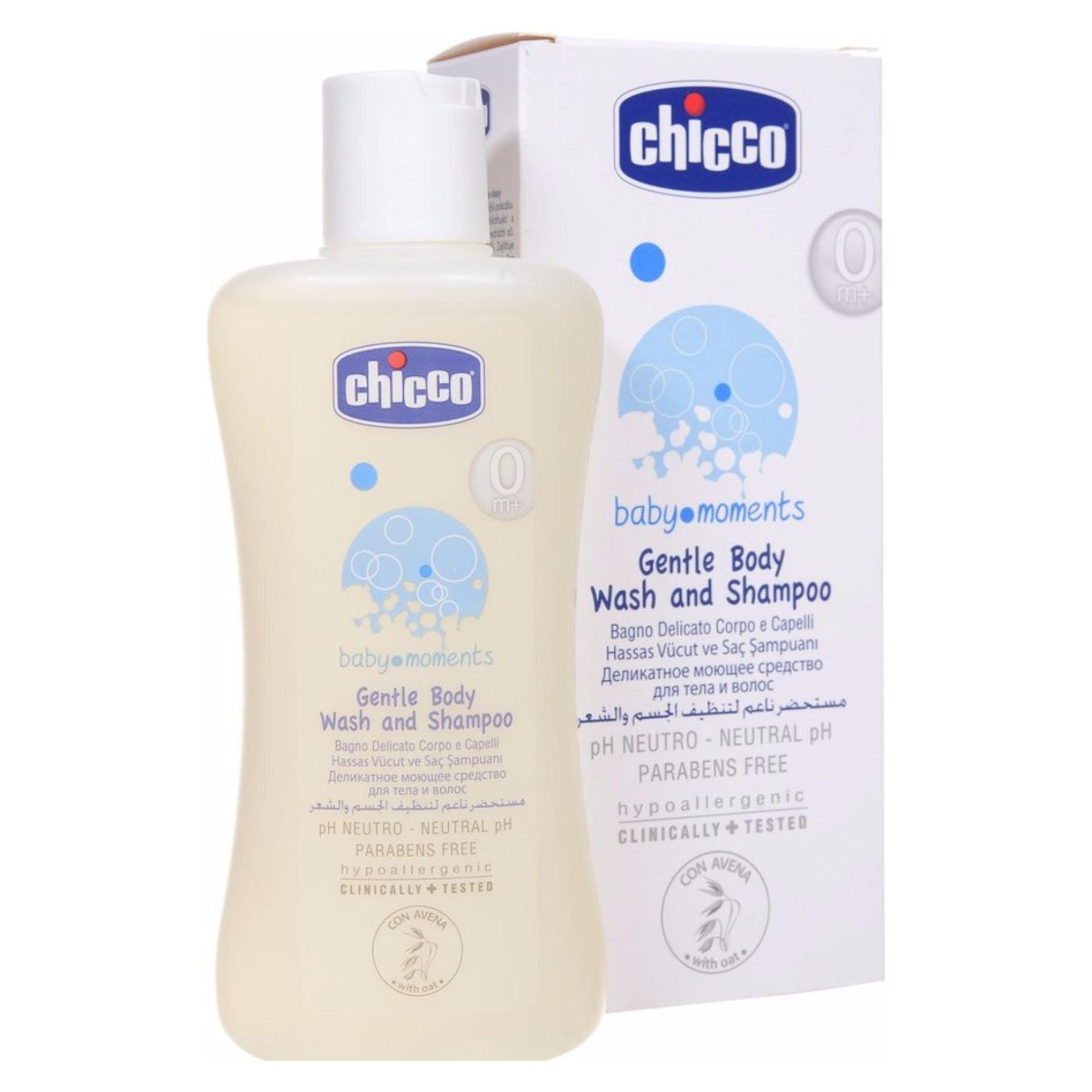 Sữa tắm gội dưỡng ẩm, chống rôm sảy chiết xuất Yến Mạch Chicco 0M+