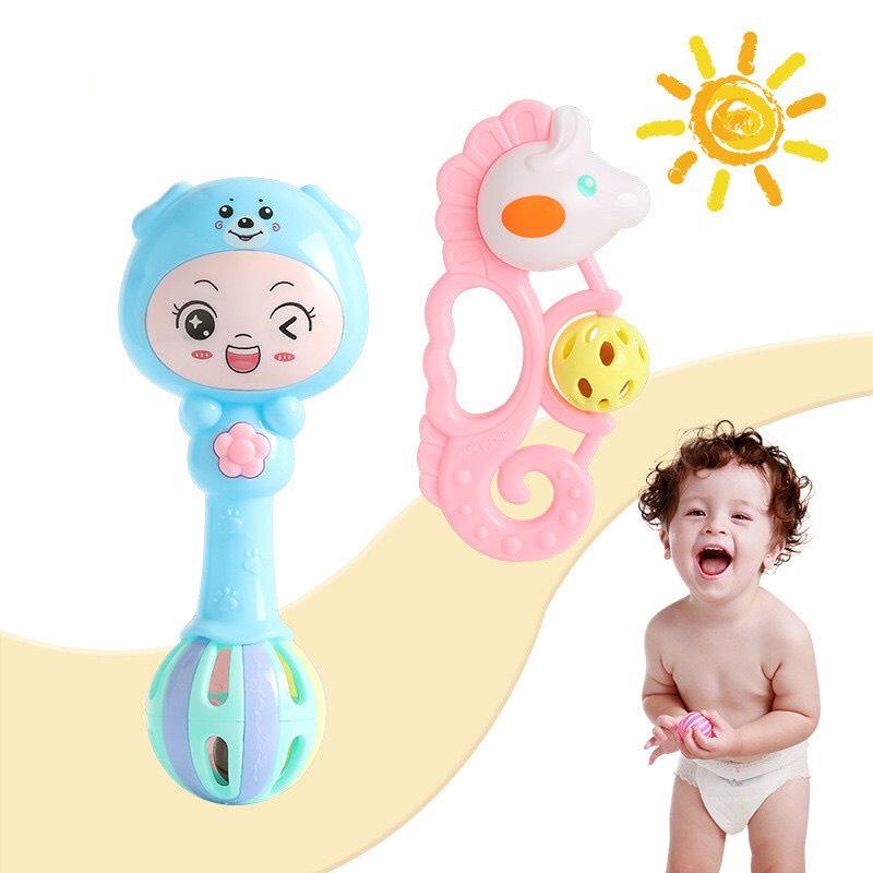 Lục lạc cho bé, Bộ đồ chơi xúc xắc 7 món hình thú phát tiếng kêu vui nhộn kích thích vận động và giác quan của bé