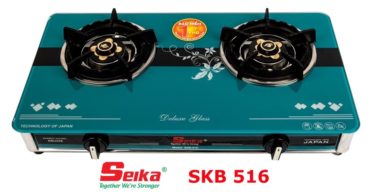 Bếp Gas Đôi Mặt Kính Sen Đồng Seika SKB516 - Hàng Chính Hãng
