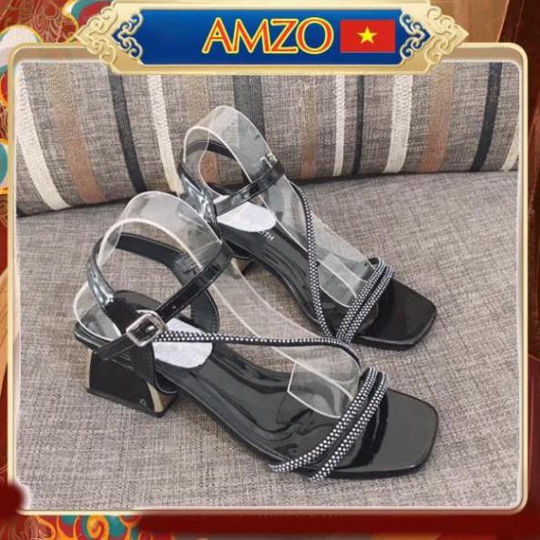 Giày Sandal cao gót phối kim sa, chiến binh xinh và cực đẹp AMZO