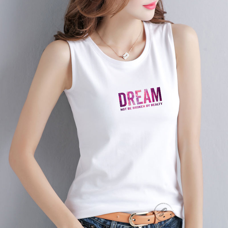 Áo Thun Sát Nách Nữ Cao Cấp In Chữ DREAM Thun Cotton 100% 4 Chiều Vải Dày Dặn Nhiều Màu SN131-Sally Boutique