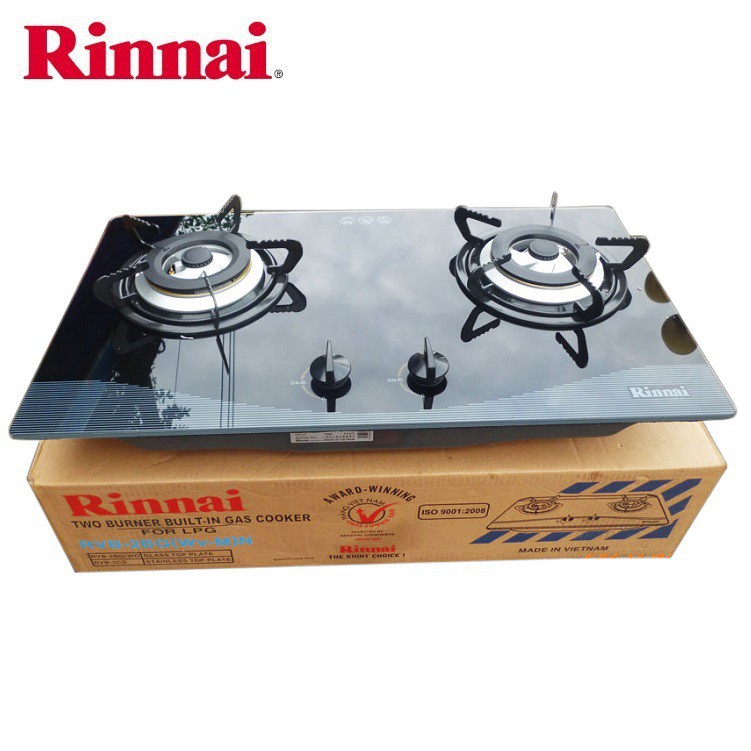 Bếp gas âm Rinnai RVB-2BGN, Chén đồng có đầu hâm, Ngắt gas tự động - Hàng chính hãng