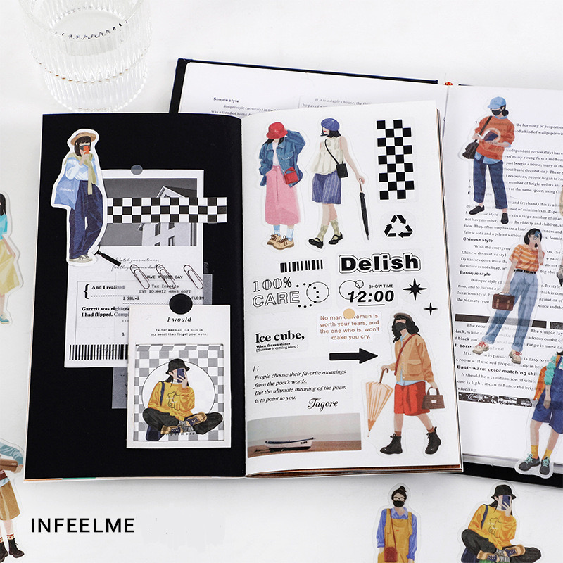 Gói 40 pcs stickers cô gái fashionista ins sành điệu dùng để dán trang trí