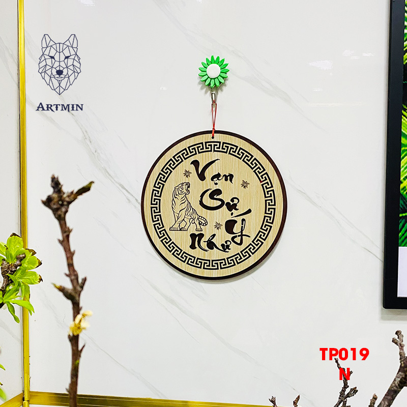 Chữ Vạn Sự Như Ý Thư Pháp - Bảng Gỗ Decor - Trang Trí Nhà Cửa - Tết