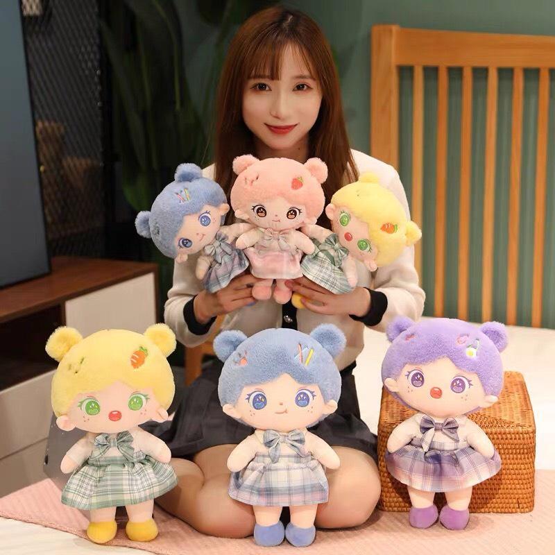 Búp bê váy caro nơ cao cấp cho bé gái