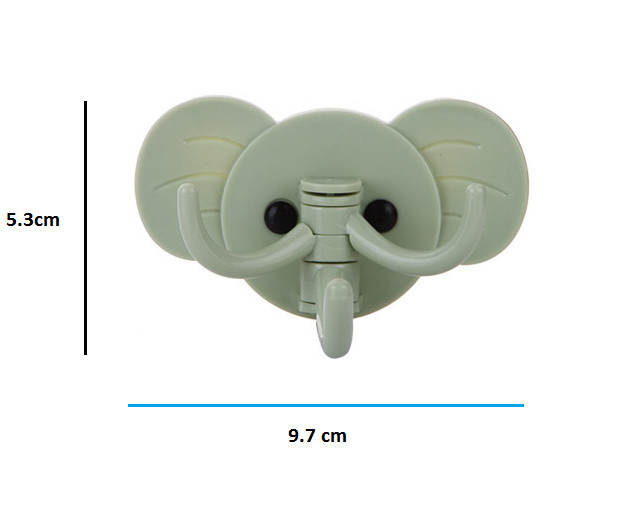 Combo 5 Móc treo hình chú voi xinh xắn dán tường chịu lực 2kg (giao màu ngẫu nhiên)
