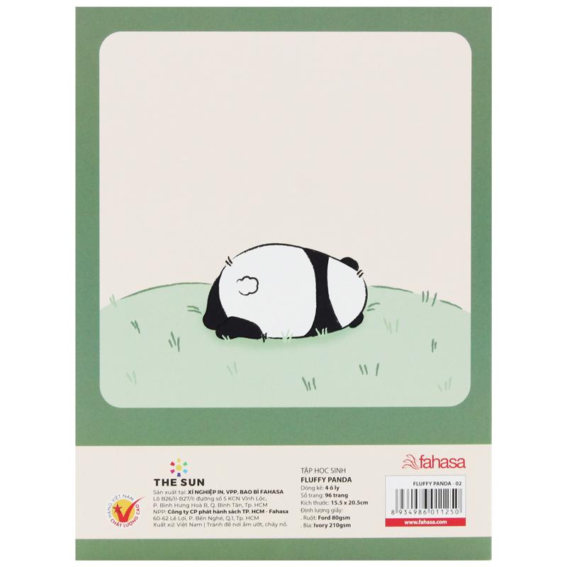 Combo 10 Tập Học Sinh Fluffy Panda - Miền Nam - 4 Ô Ly - 96 Trang 80gsm - The Sun 02 - Tặng Nhãn Vở Kèm Sticker