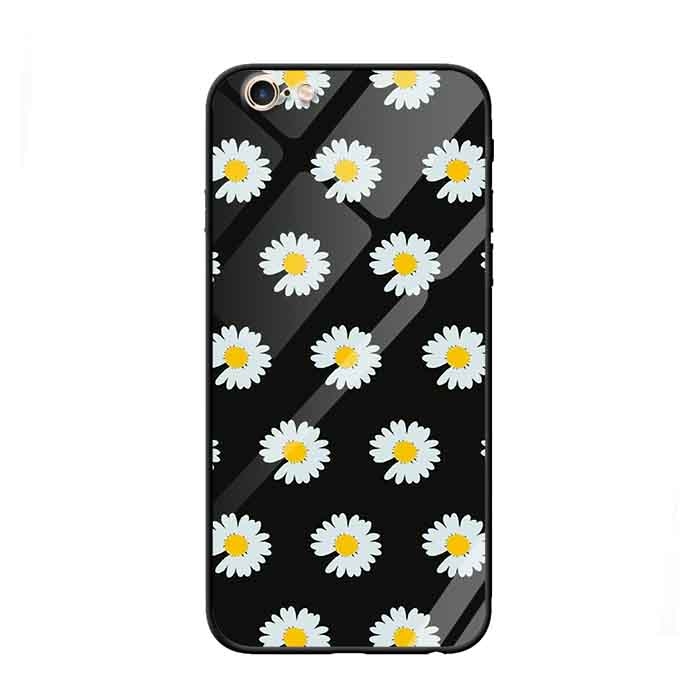 Ốp lưng kính cường lực cho iPhone 6 /6s Nền Họa Tiết Hoa Cúc Peace - Hàng Chính Hãng