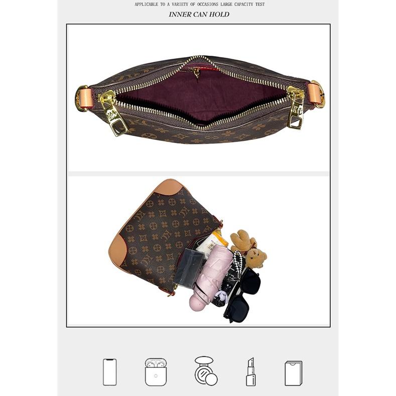 Túi xách nữ đeo vai kẹp nách khóa kéo da PU cao cấp dập vân nổi họa tiết monogram thời trang vintage 2371