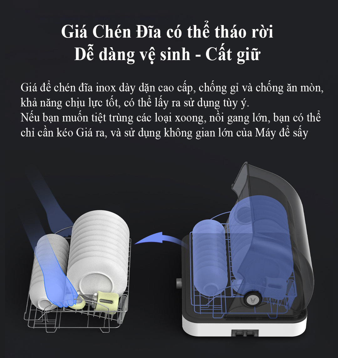 Máy Sấy Và Diệt Khuẩn Chén Đĩa Gia Đình Dung Tích Lớn 55 Lít Viomi Hàng Chính Hãng