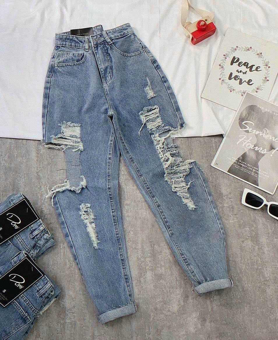 Jeans nữ thiết kế vá rách cực chất
