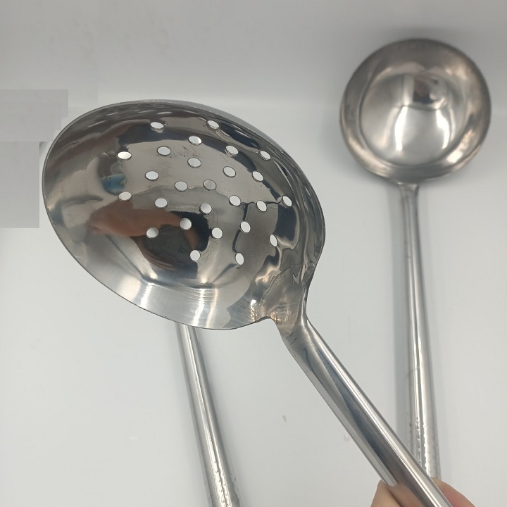Bộ 3 muôi múc,muôi thủng ,xẻng chiên xào công nghiệp inox cao cấp