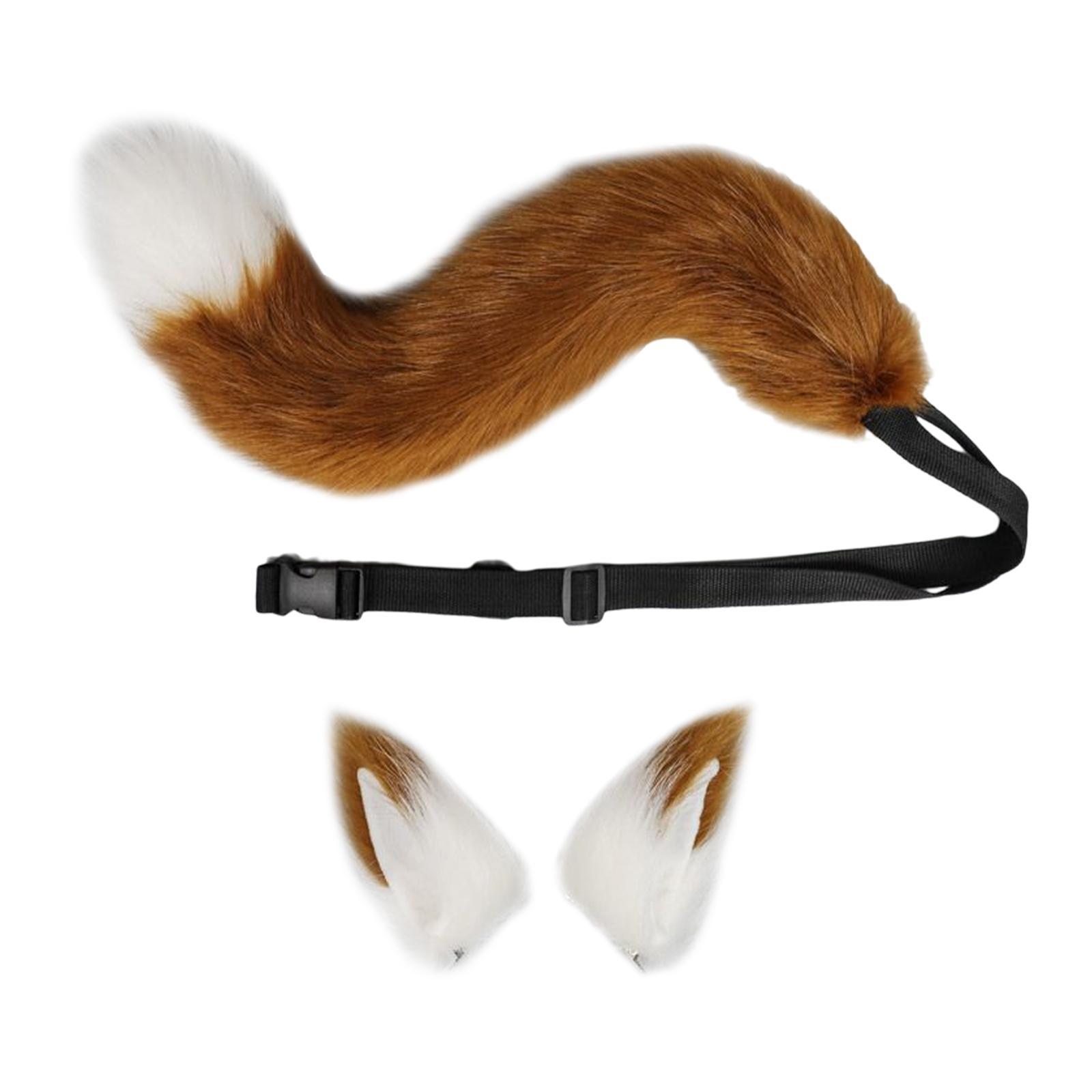 2Pcs Faux Wolf Ears Tail Cosplay Set for Party Decor