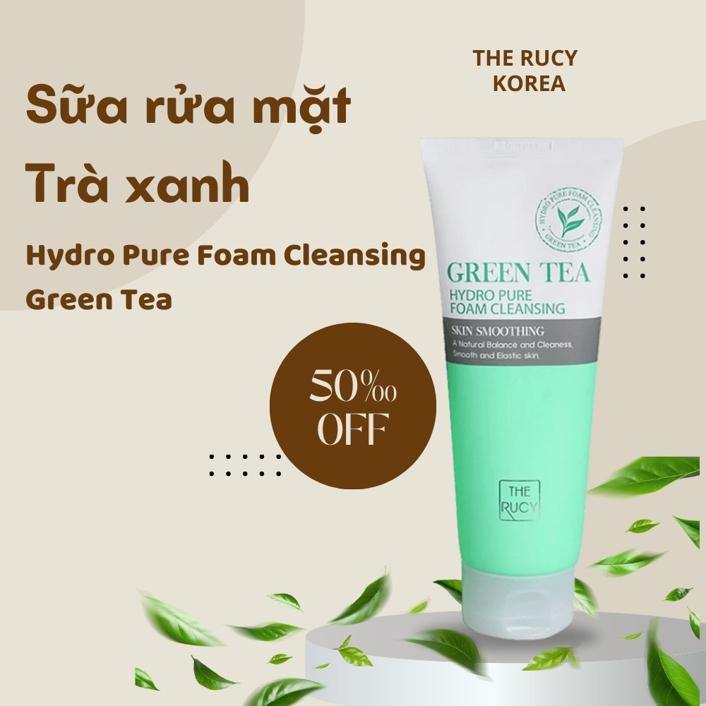 Sữa rửa mặt trà xanh cao cấp Hàn Quốc THE RUCY HYDRO PURE FOAM CLEANSING GREEN TEA 150ml