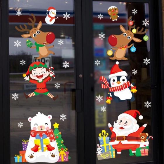 Decal trang trí Noel Hít Tĩnh Điện 2 mặt - GÀ CON CÙNG CÁC BẠN