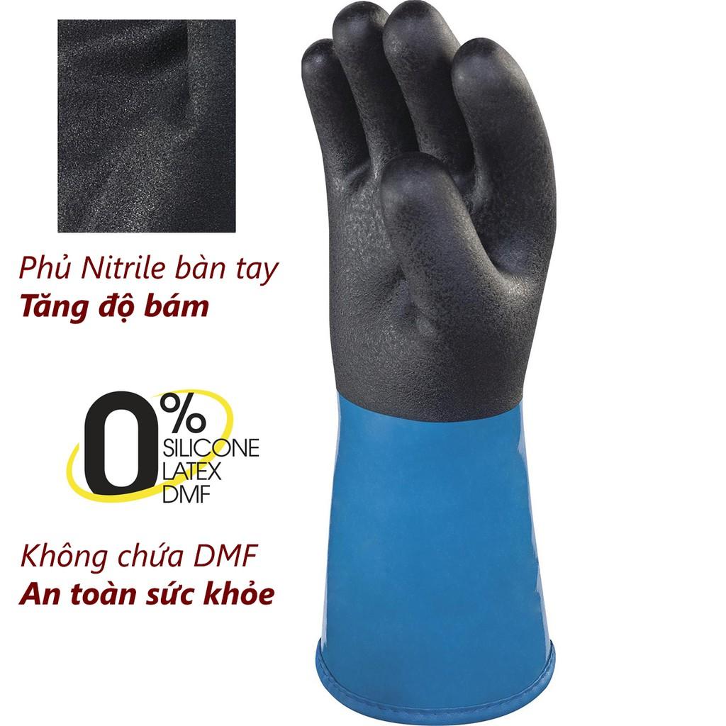 Găng tay chịu lạnh Deltaplus VV837 bao tay chống lạnh -40 độ C, chống hóa chất, phủ Nitrile chống trượt, linh hoạt cao