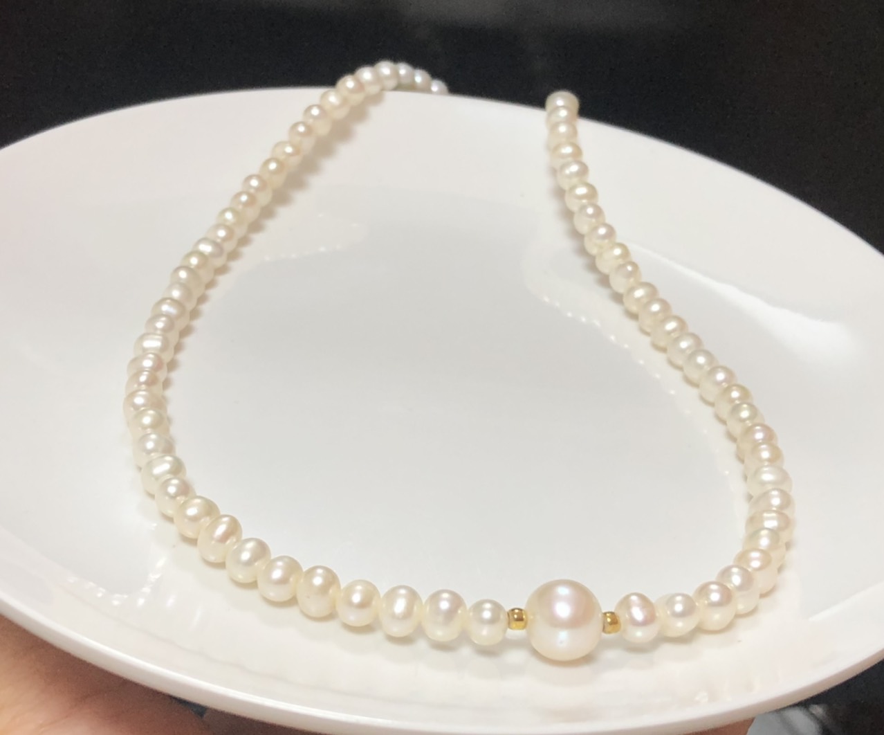 Chuỗi cổ ngọc trai cao cấp hình ovan 5li