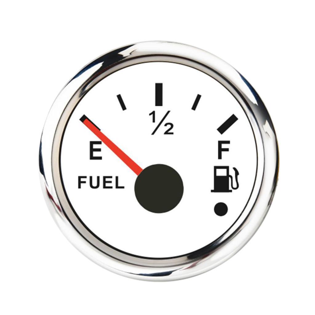 Fuel Level Gauge Boat Marine Fuel Level Gauge White Face LED Display 52mm 2"