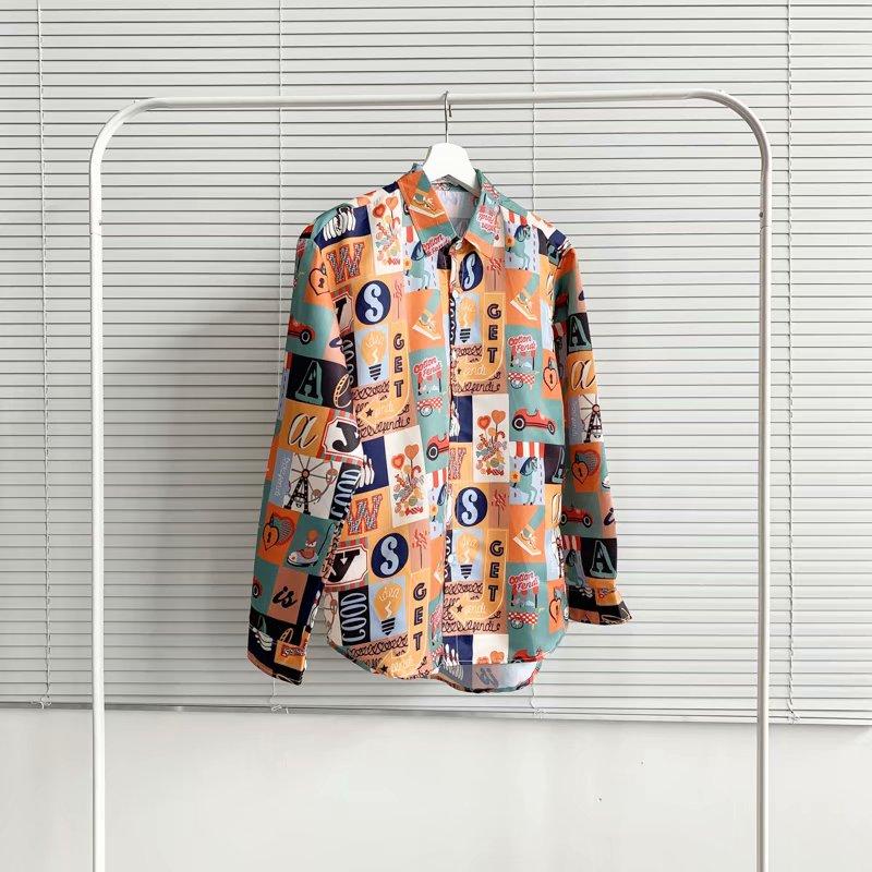 Áo Sơ Mi Tay Dài In Họa Tiết Hoạt Hình Phong Cách Thời Trang Đường Phố Hàn Quốc Size M-3Xl