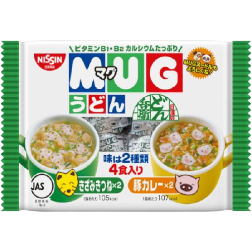 Combo 2 Gói Mì ăn dặm cho trẻ trên 1 tuổi Nissin MUG Cup Noodle 96g (Gói trắng, 2 hương vị)