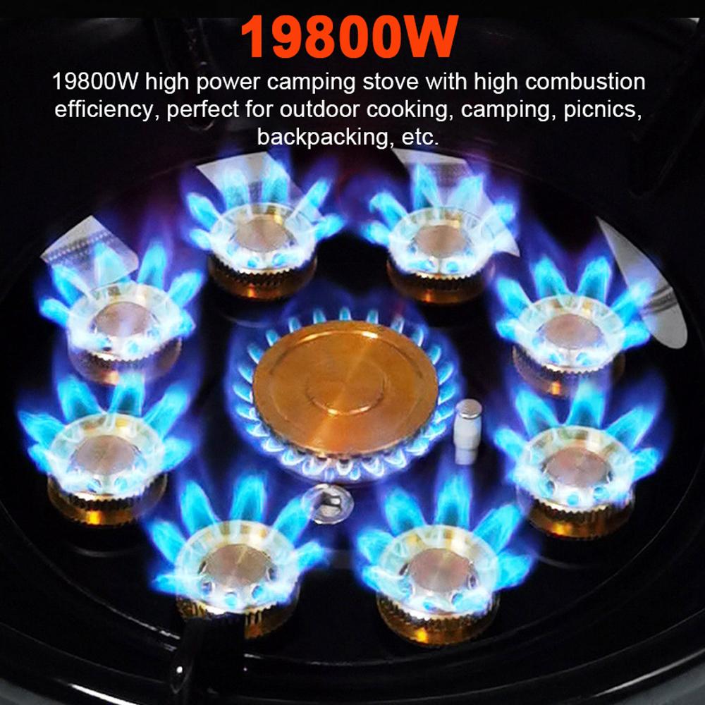 9-Core Camping Stove 19800W High-Power Gases Burner Stove Backpacking Stove Windproof with Adjustable Gases Valve for Outdoor Cooking Camping Picnic Hiking