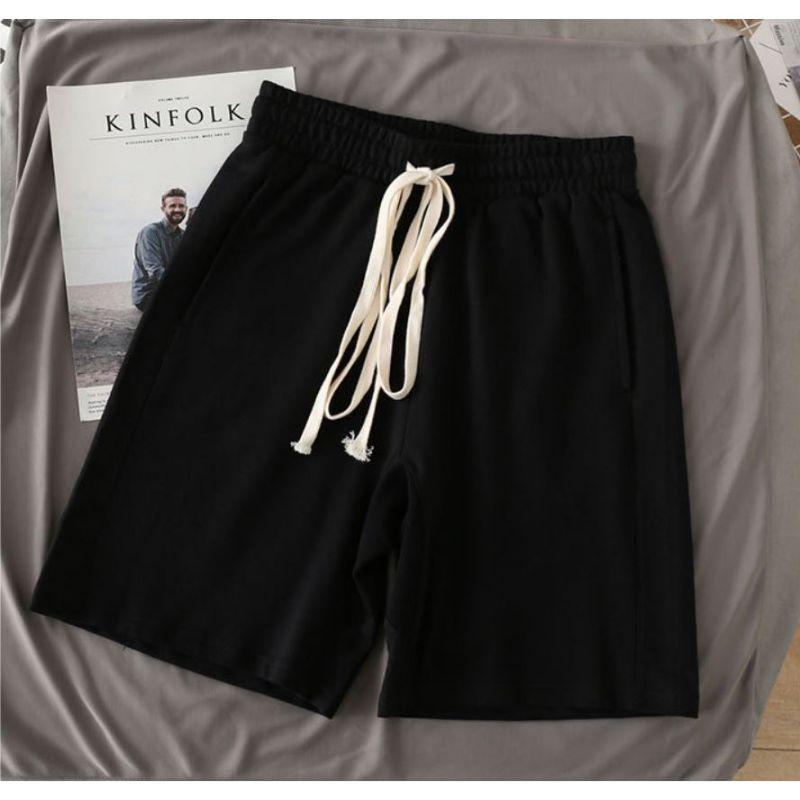 Quần short unisex nam nữ dáng lưng trơn chất thun cào cao cấp có túi