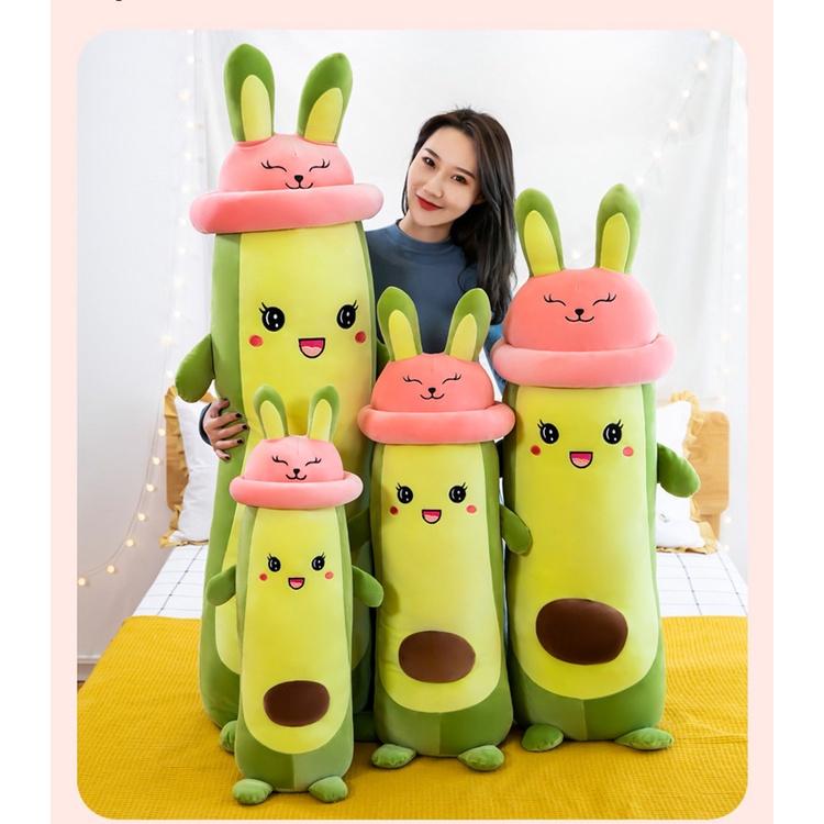 Gấu Bông Qủa Bơ Đội Mũ Hồng, Bơ Thỏ Cute - Hàng Quảng Châu Cao Cấp