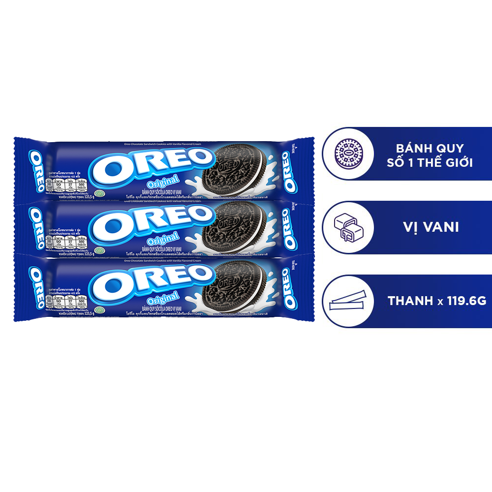 Combo 3 thanh bánh quy OREO vị vani, thanh 119.6g