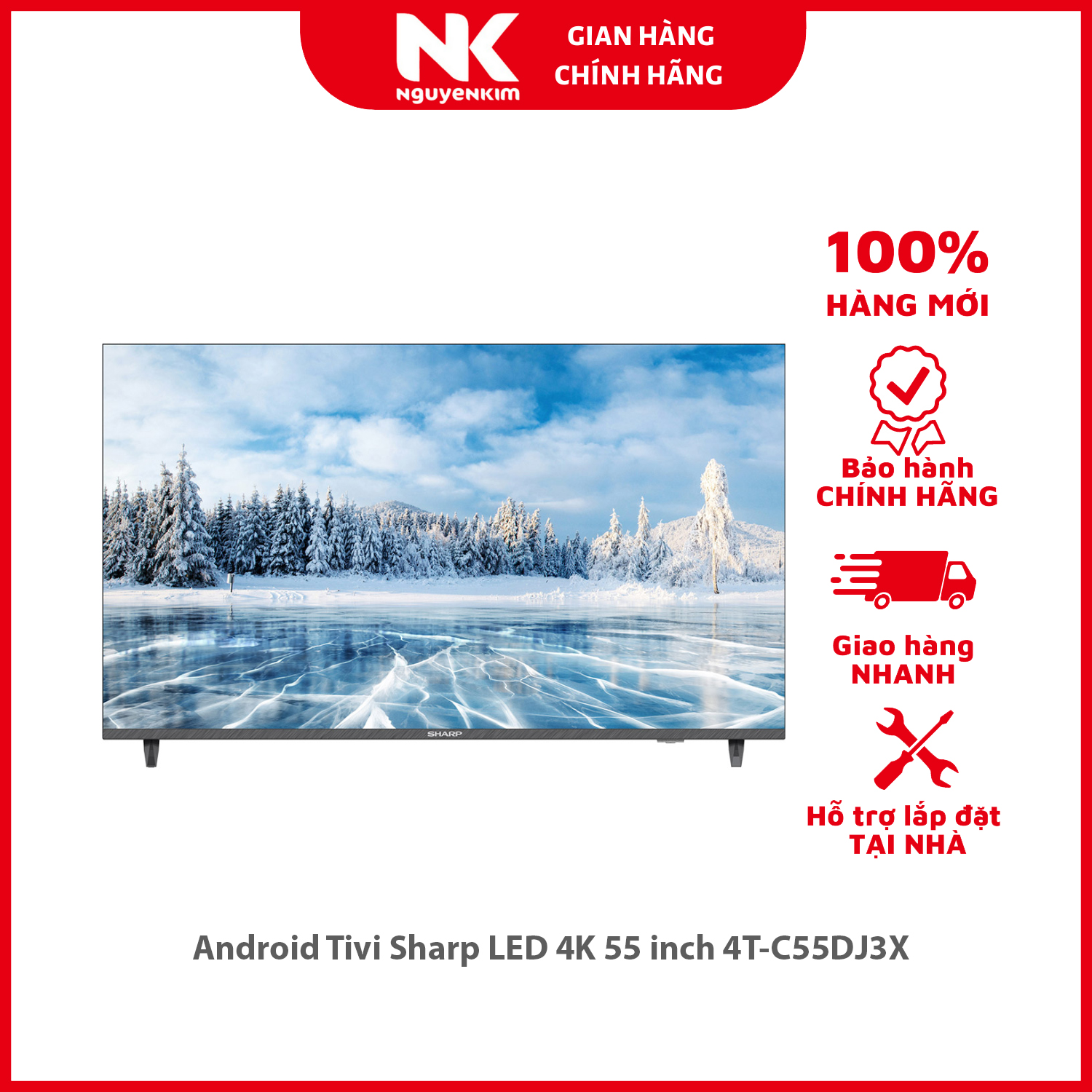 Android Tivi Sharp LED 4K 55 inch 4T-C55DJ3X - Hàng chính hãng