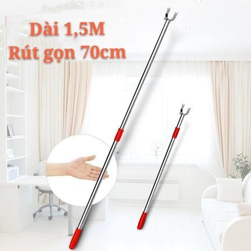 Gậy phơi quần áo kéo dài inox - cây móc quần áo