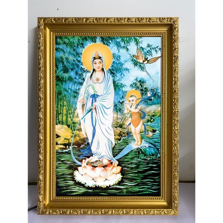 Tranh đèn led siêu mỏng, tranh led 3D quan thế âm, phật adida, hình thờ phật giáo