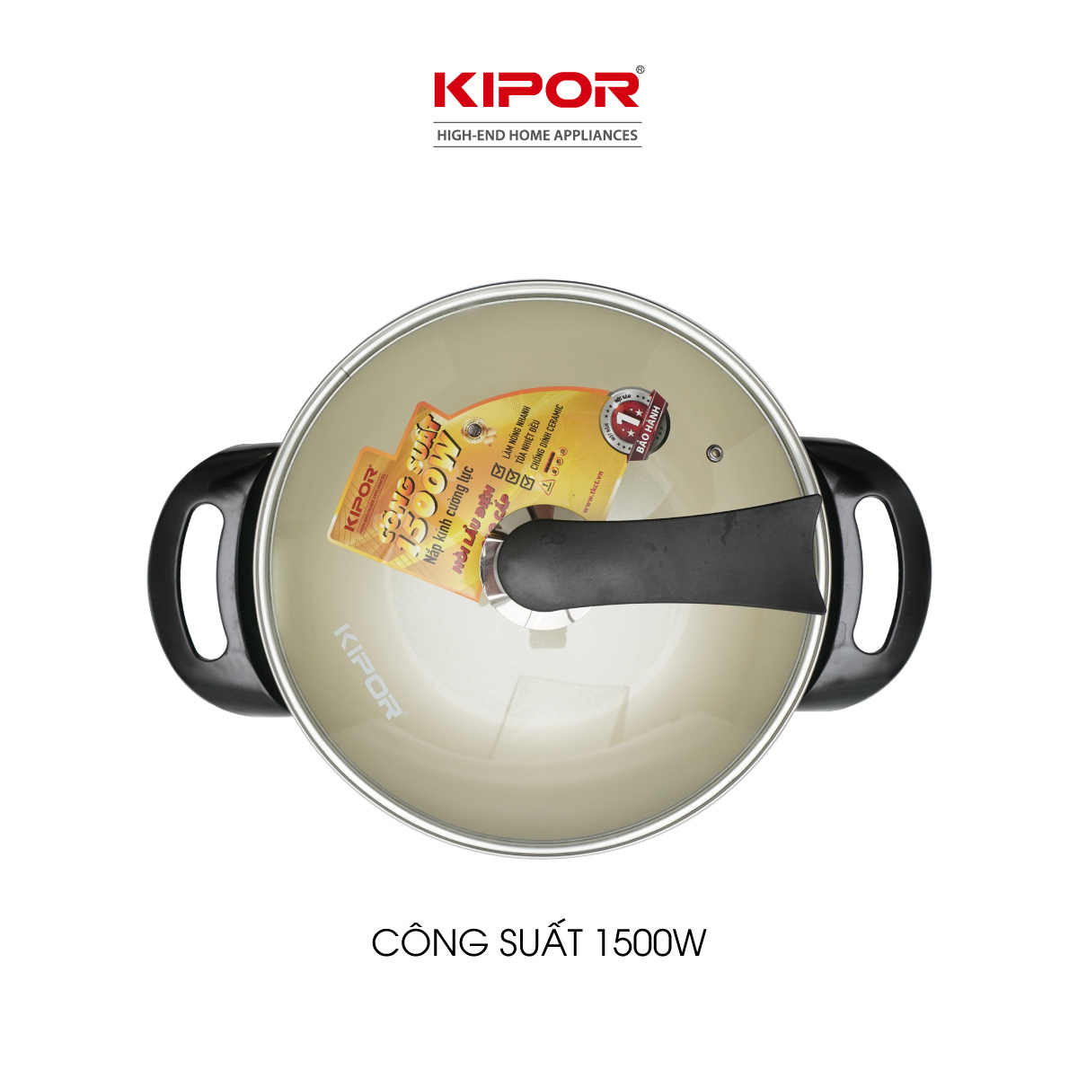 Nồi lẩu điện đa năng KIPOR KP-LD3211 - Lòng nồi chống dính WHITFORD cao cấp, nắp vung thuỷ tinh chịu nhiệt tay cầm chống đổ - Hàng chính hãng