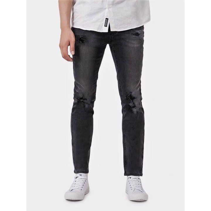 Quần Skinny jeans H()IIister dành cho Nam. Xám, Rách hông. Hàng xịn 100