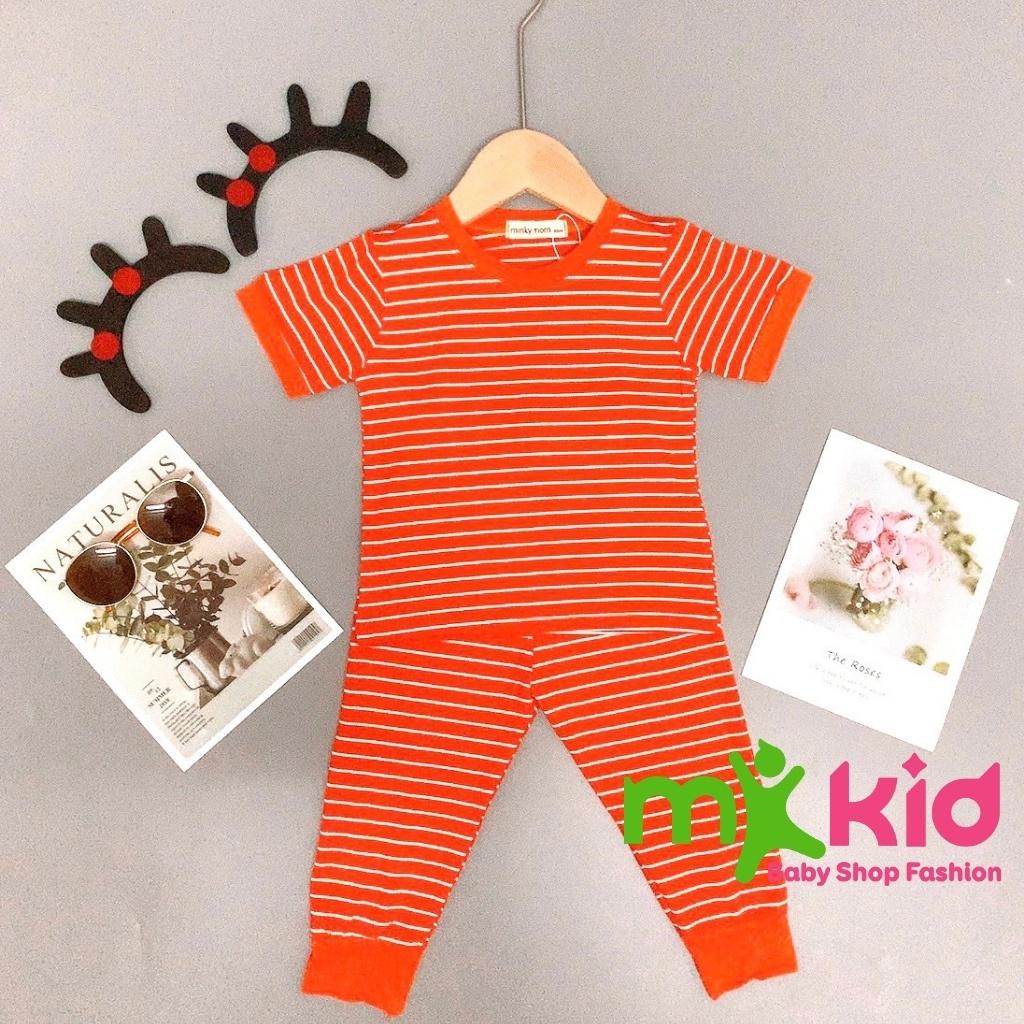 Bộ Tay Ngắn, Quần Dài THUN LẠNH MINKY MOM Sọc Kẻ Ngang Dễ Thương Cho Bé Trai bé Gái