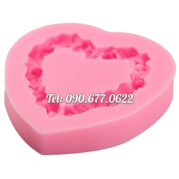 Khuôn silicone làm rau câu trái tim hoa hồng – Loại 7 cm – Mã số 1041