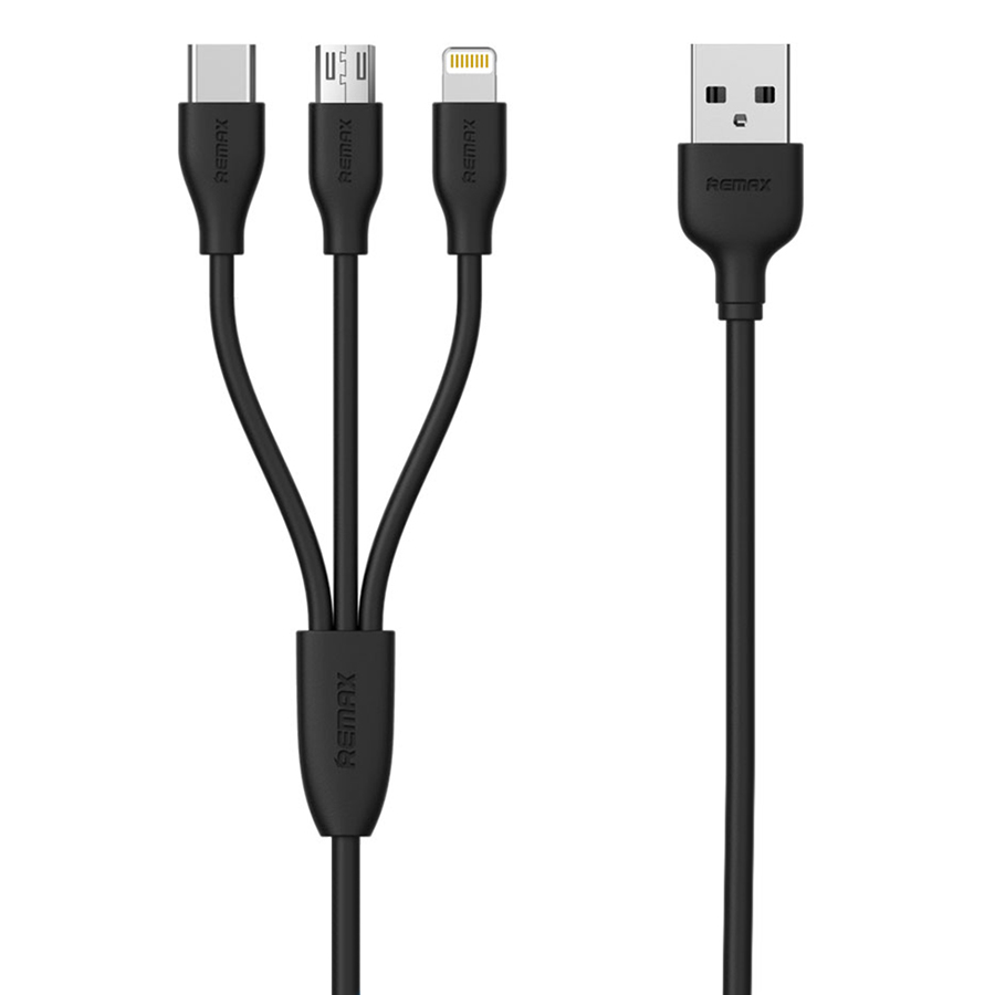 Dây Cáp Sạc Lightning Cho iPhone/USB Type-C/MicroUSB Remax SUDA RC-109th 3 Trong 1 (1m) - Hàng Chính Hãng