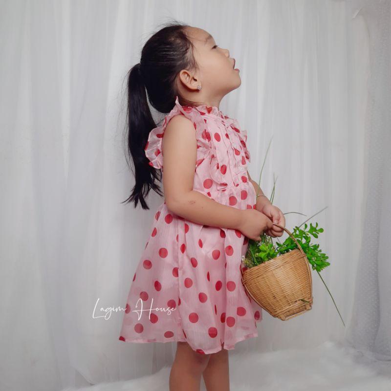 Váy Bé Gái Chấm Bi Tròn Cổ Bèo - Lagim House