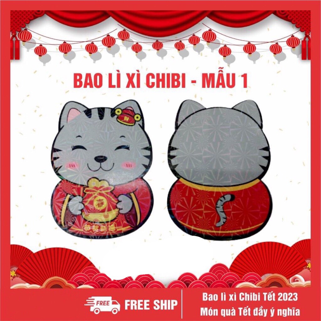 Bao lì xì chibi Tết 2023 cute dễ thương có phản quang - Giao mẫu ngẫu nhiên