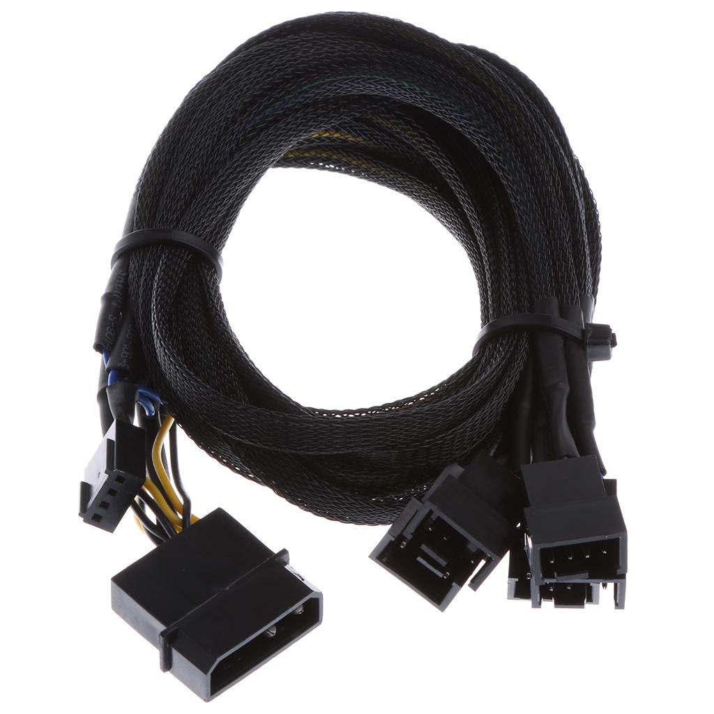 PWM 3/4 pin PWM Fan to 6 ways Y Splitter Power Cable PC Fan Extension Lead
