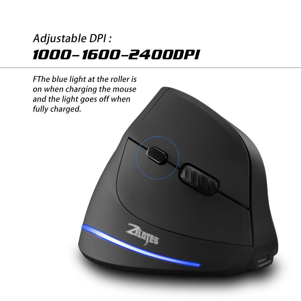 F-35 Mouse Wireless Vertical Mouse Ergonomic Rechargeable 2400 DPI Optional Portable Gaming Mouse for Mac Laptop PC