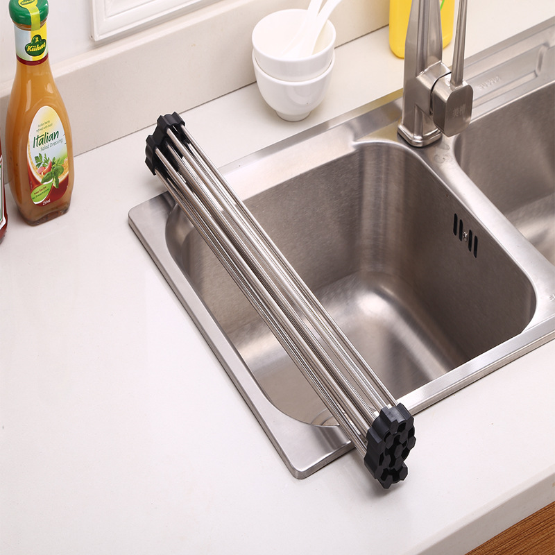 Kệ, giá, vỉ inox co giãn có thể xếp gọn bằng inox, gác bồn rửa chén , để chậu rửa bát đa năng size 22 * 47 cm